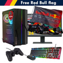 ScreenON - Racing Gaming Set + Red Bull Flag - F2104024 - (GamePC.F11040 + 24 Inch Monitor + Toetsenbord + Muis + Controller + Gratis Red Bull Flag) - ScreenOn