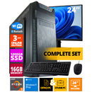 Budget Office PC Set - Ryzen 5 - 1TB NVME SSD - 16GB RAM - Radeon Vega 7 (24 inch monitor | Mouse | Keyboard | Including Office Professional Plus 2021)