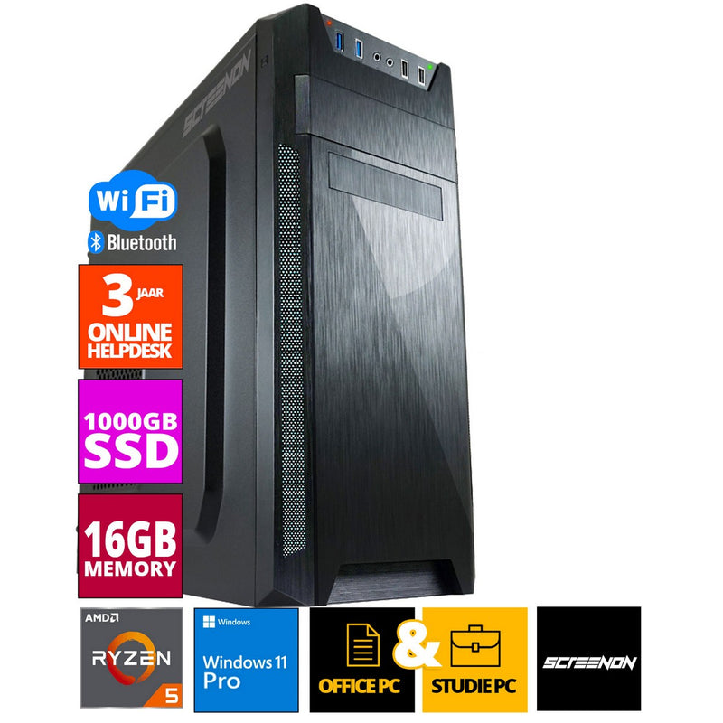 Office Office PC - Ryzen 5 - 1TB NVME SSD - 16 GB RAM - RADEON VEGA 7 - incluindo Office Professional Plus 2021