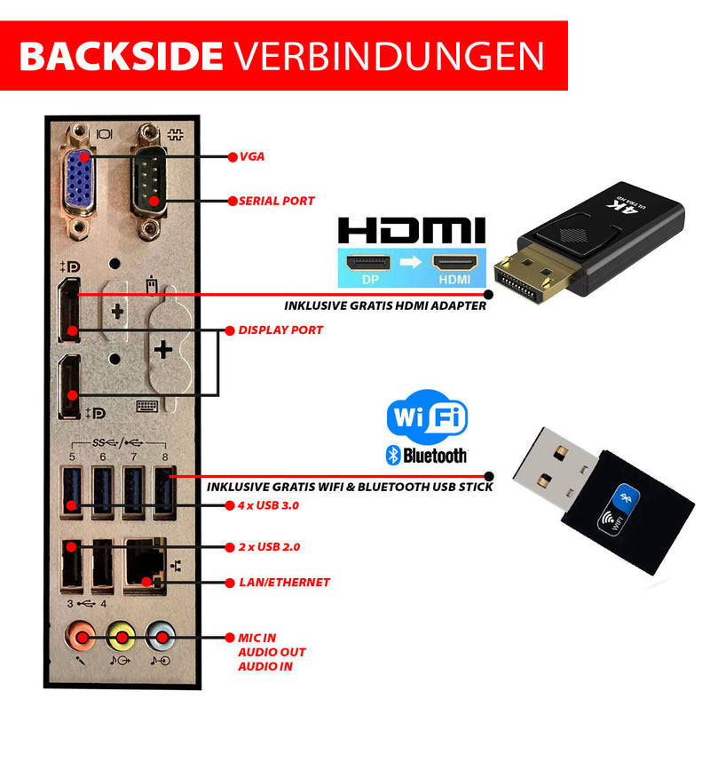 Ultra Intel i7 PC - Schneller Rechner + Computer für Büro & Home Office mit 32GB DDR3 RAM/Arbeitsspeicher - 2TB SSD - DVD+RW - USB3.0 - WiFi 600 und Bluetooth 5 - Win 11 Pro