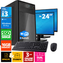 Intel complete PC set | Intel Core i3 | 16 GB DDR4 | 500 GB SSD - NVME + 2 x 24 inch monitor + mouse + keyboard | Windows 11 Pro