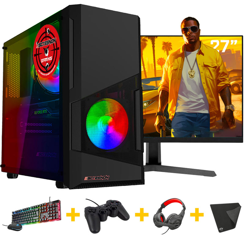 ScreenON - Gaming Set Y16584-W2 (GamePC.Y16584 + 27 Inch Monitor + Toetsenbord + Muis)