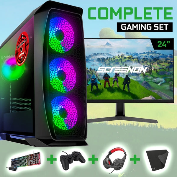 Screenon - Conjunto de jogos - X200126 - V1 (gamepc.x200126 + monitor de 24 polegadas + teclado + mouse)