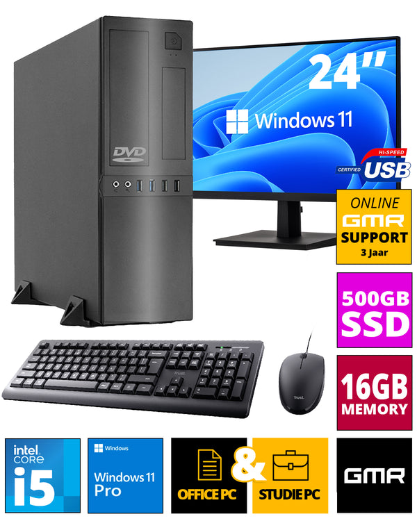 Intel complete PC set à Intel Core i5 à 16 Go de RAM à 500 go de SSD à Windows 11 pro