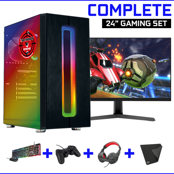 ScreenON - Gaming Set - X100128 - (GamePC.X100128 + 24 Inch Monitor + Toetsenbord + Muis, Controller, Headset & Muismat) + WiFi & Bluetooth