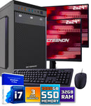 Intel Compleet PC SET | Intel Core i7 | 32 GB DDR4 | 1 TB SSD + 2 x 24 Inch Monitor + Muis + Toetsenbord | Windows 11 Pro + WiFi & Bluetooth