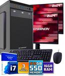 Intel Compleet PC SET | Intel Core i7 | 16 GB DDR4 | 512 GB SSD - NVMe + 2 x 24 Inch Monitor + Muis + Toetsenbord | Windows 11 Pro + WiFi & Bluetooth